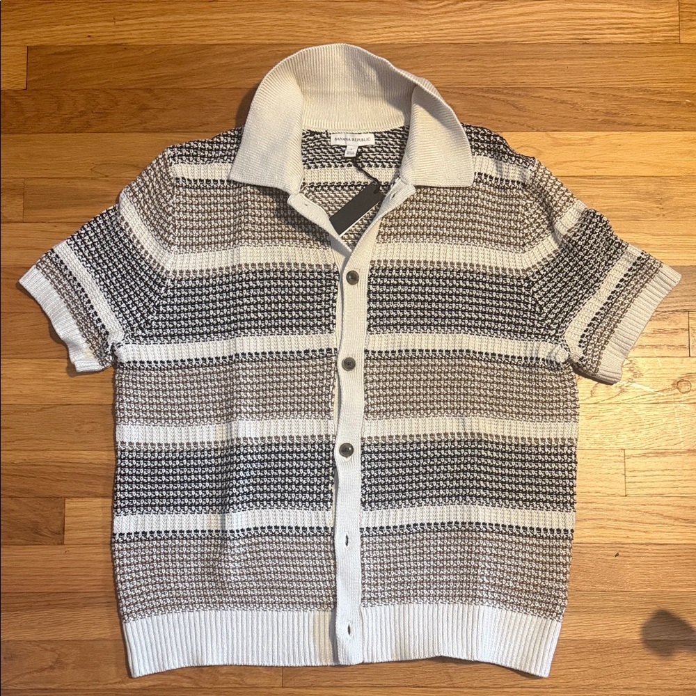 NWT Banana Republic Striped Short Sleeve Cardigan
